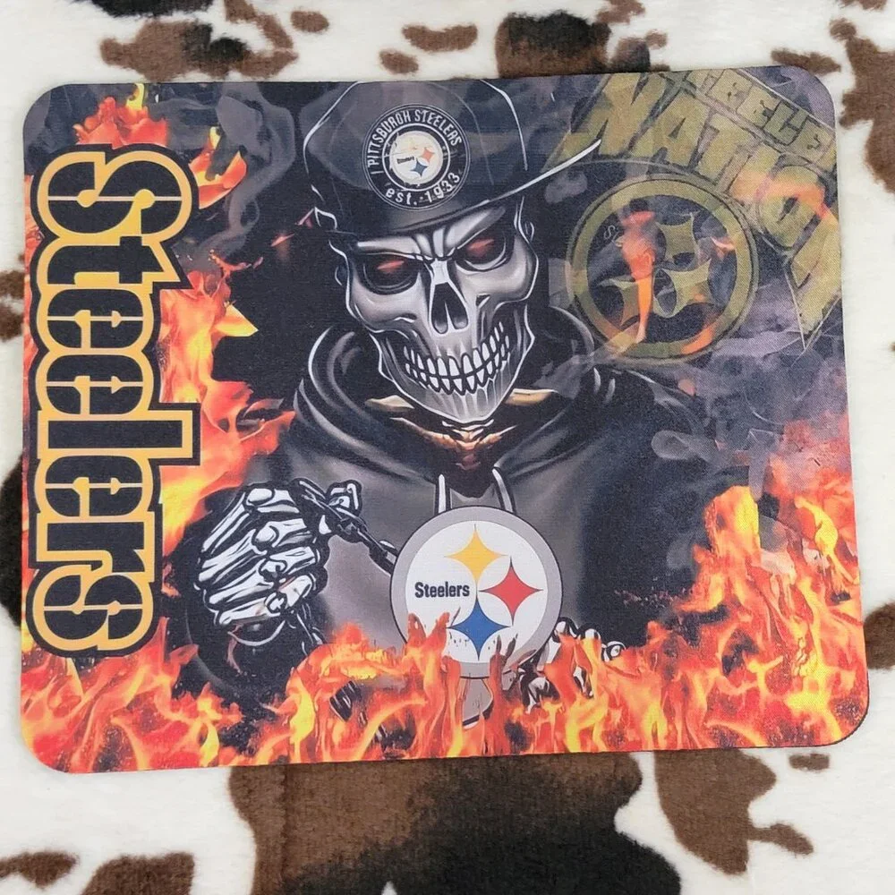 Steelers Football Skull Flames Non Slip Custom Mouse Pad